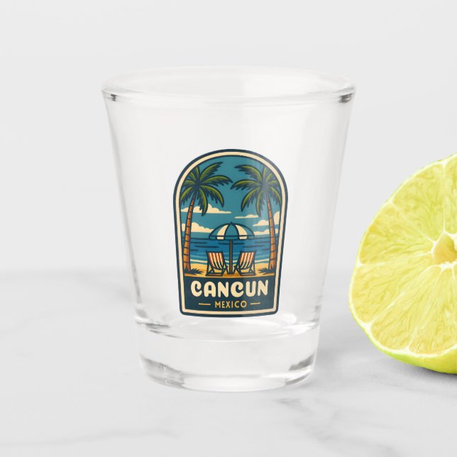 Verre A Shot Vintage voyage Cancun Mexico Beach Retro de bord d (Devant)
