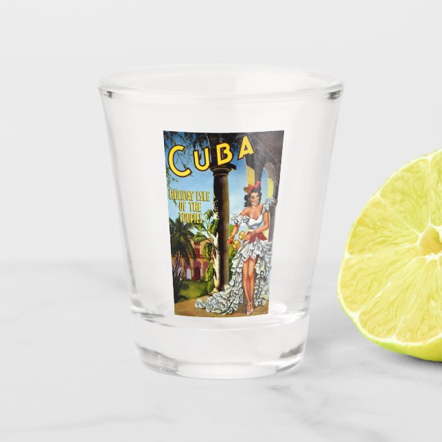Verre A Shot Vintage voyage de danseuse cubaine (Devant)