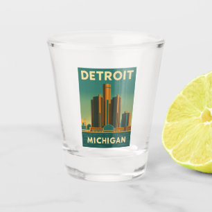 Verre A Shot Vintage voyage Detroit Michigan Cityscape Retro