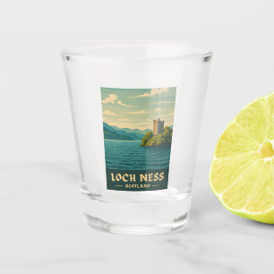 Verre A Shot Vintage voyage Loch Ness Scotland Retro Pittoresqu