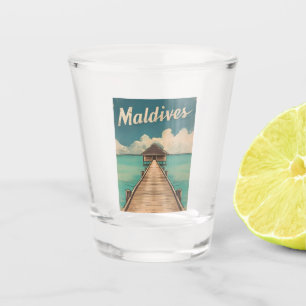 Verre A Shot Vintage voyage Maldives île Rétro Pittoresque