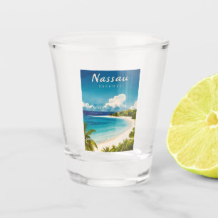 Verre A Shot Vintage voyage Nassau Bahamas Beach Rétro Pittores