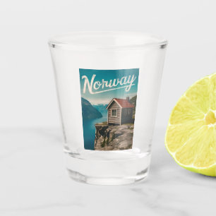 Verre A Shot Vintage voyage Norvège Fjord Retro Pittoresque