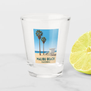 Verre A Shot Vintage voyage rétro Malibu Beach Côte de Californ