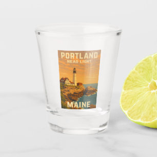 Verre A Shot Vintage voyage rétro Portland Maine Phare