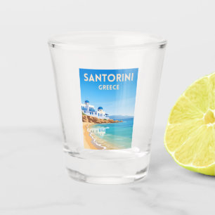 Verre A Shot Vintage voyage rétro Santorini Grèce plage