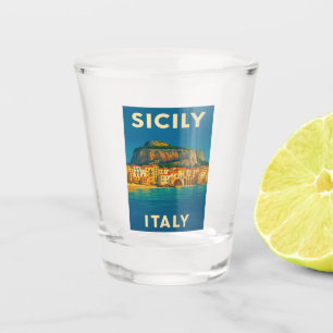 Verre A Shot Vintage voyage rétro Sicile Italie Pittoresque côt