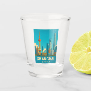 Verre A Shot Vintage voyage Shanghai Chine Rétro Pittoresque Sk