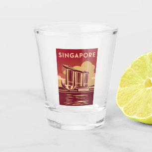 Verre A Shot Vintage voyage Singapore City Retro Pittoresque