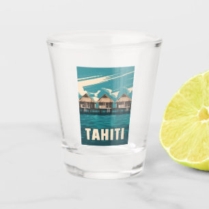 Verre A Shot Vintage voyage Tahiti bord de mer Retro Graphisme
