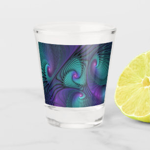 Verre A Shot Violet Rencontre Turquoise Moderne Art Fractal Abs