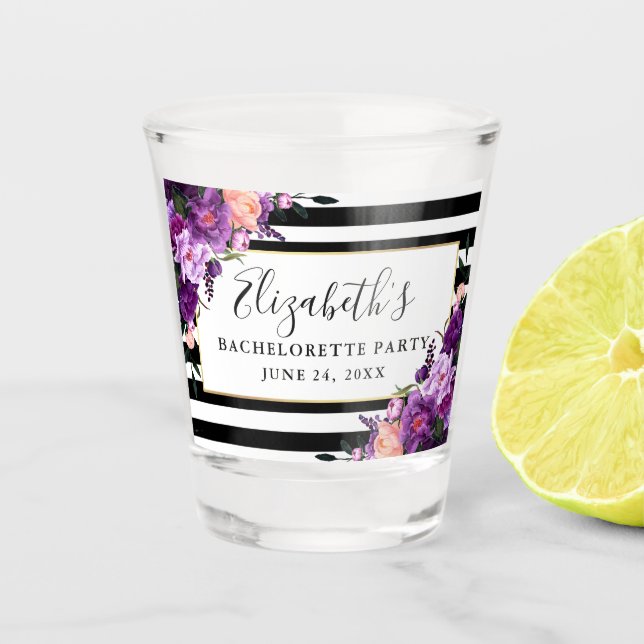 Verre A Shot Violet Violet Floral Bachelorette Party (Devant)