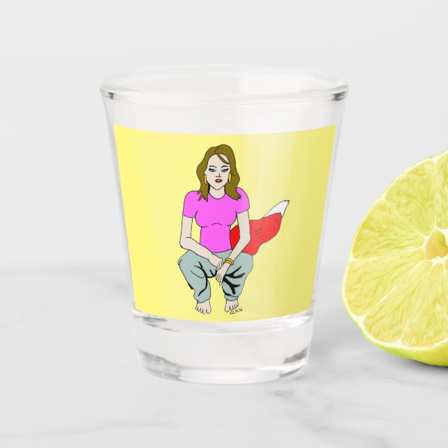 Verre A Shot vitre photo de fille foin (Devant)