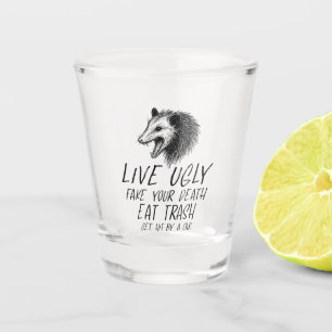 Verre A Shot Vivez Vilain Fake Votre Mort Manger Trash Drôle Op