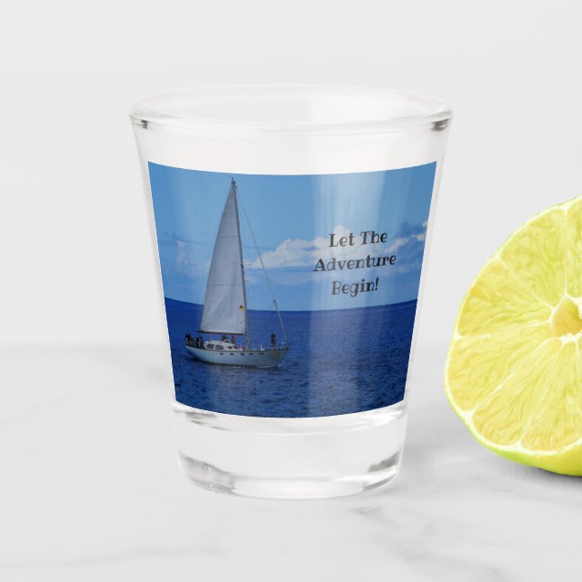 Verre A Shot Voilier sur l'océan bleu (Devant)