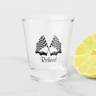 Verre A Shot Voitures et Checker Drapeau Course personnelle