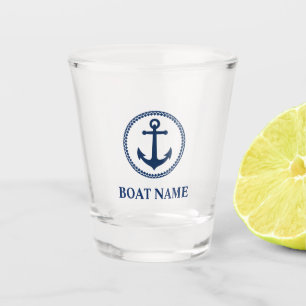 Verre A Shot Votre nom de bateau Blue Sea Ancre