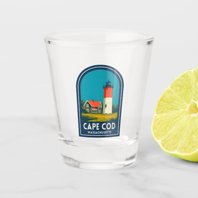 Verre A Shot Voyage Ancien Cap Cod Phare Nauset Rétro (Devant)