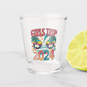 Verre A Shot Voyage de filles Groovy 2024 Week-end Été Plage