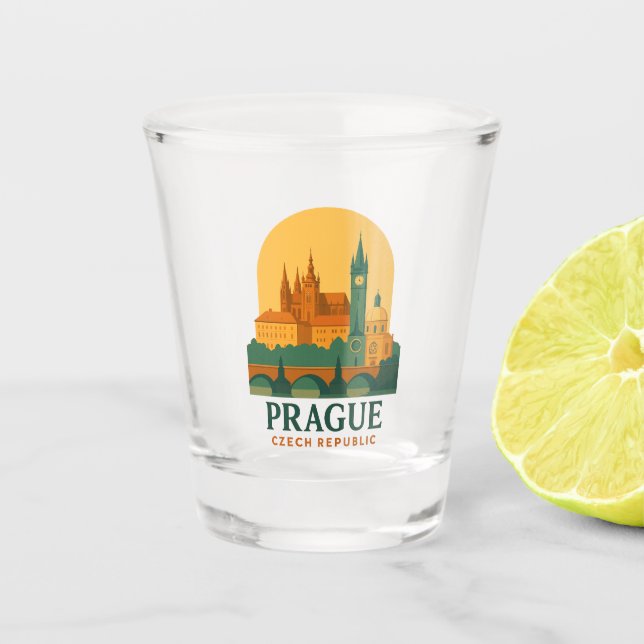 Verre A Shot Voyage rétro à Prague République tchèque  (Devant)