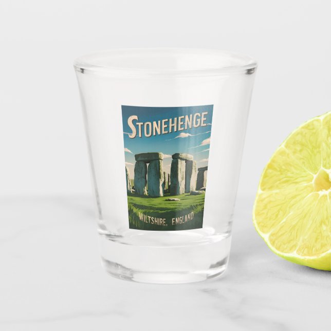 Verre A Shot Voyage Rétro Stonehenge Angleterre Graphique Vinta (Devant)