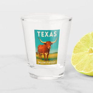 Verre A Shot Voyage Rétro Vintage Texas Longhorn Bétail