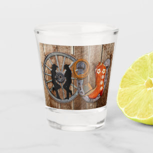 Verre A Shot Wagon Wheel Western Cowboy