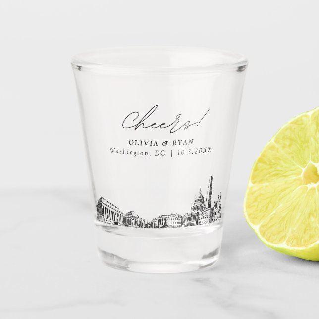 Verre A Shot Washington DC Wedding Favor Personnalisé (Devant)