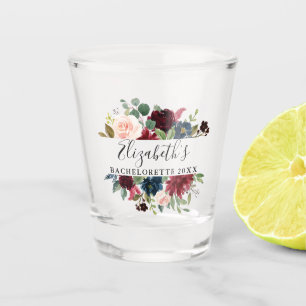 Verre A Shot Watercolor Burgundy Floral Bachelorette Party