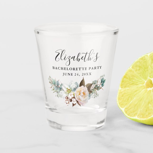Verre A Shot Watercolor Eucalyptus Green Bachelorette Party (Devant)