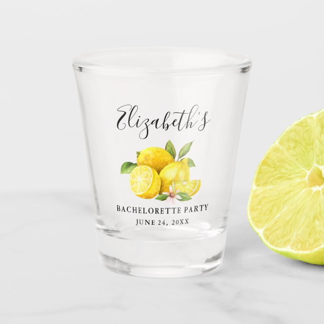 Verre A Shot Watercolor Lemons Green Bachelorette Party (Devant)