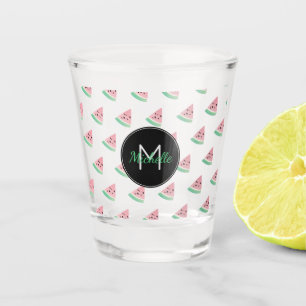 Verre A Shot Watercolor Watermelon Monogramme personnalisé