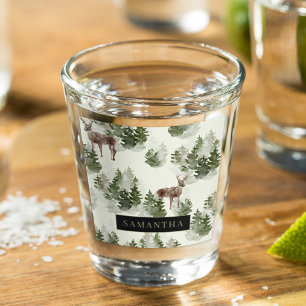 Verre A Shot Watercolor Winter Forest Motif sans joint