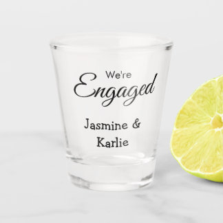 Verre A Shot We are engaged couple name romantic stylish simple