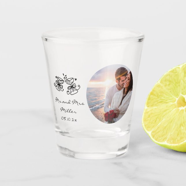 Verre A Shot Wedding Photo whimsical Shot Glass Favor (Devant)