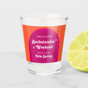 Verre A Shot Week-end de Bachelorette Rétro Rose & Orange Sunse