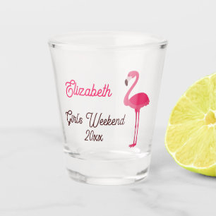 Verre A Shot Week-end de la fille du Flamant rose rose tropical