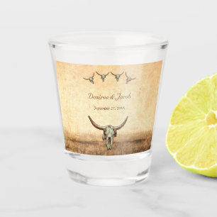 Verre A Shot Western Rustic Mariage Pays Vache Taureau crâne