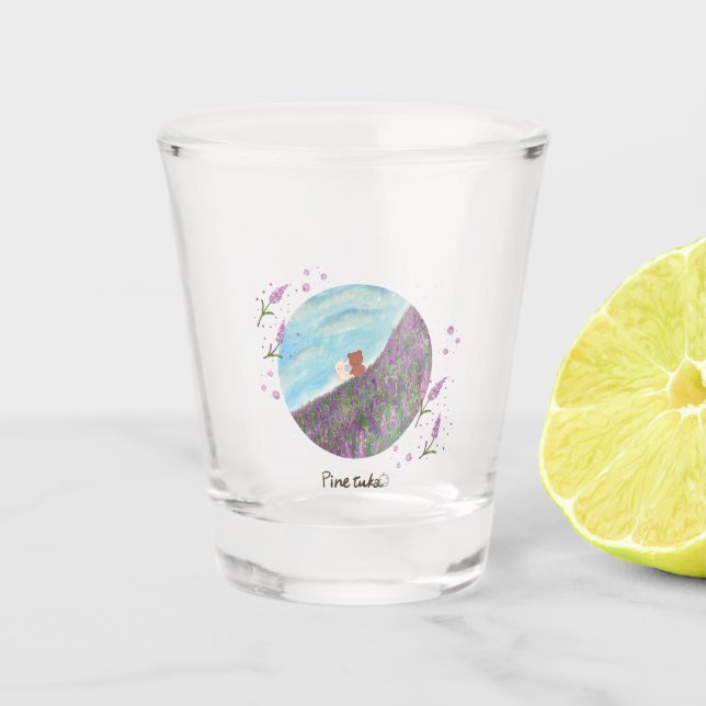 Verre A Shot Whimsical Shot Glass | Teddy Bears in Lavender Fie (Devant)