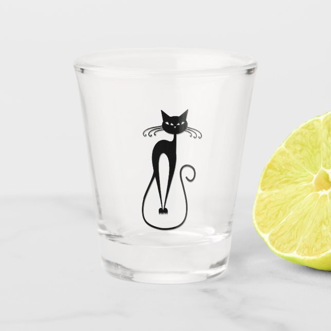 Verre A Shot Whimsical Skinny Chat noir (Devant)