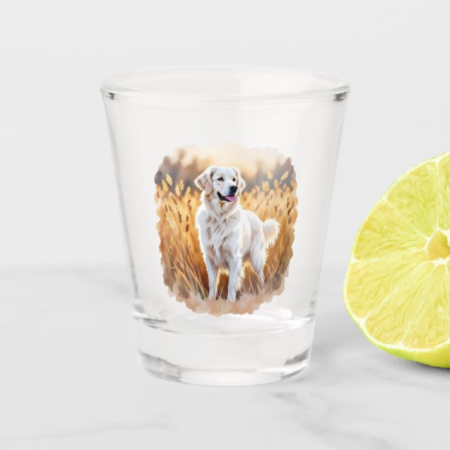 Verre A Shot White Golden Retriever Dog (Devant)