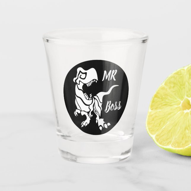 Verre A Shot White Trex the Boss Dino (Devant)