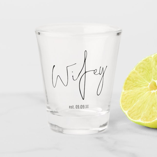 Verre A Shot Wifey Script Date Mariée Keepsaké Cadeau (Devant)