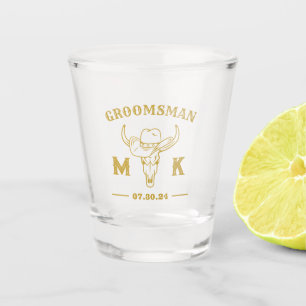 Verre A Shot Wild West Cowboy Personnalisé Groomsmen Monogramme