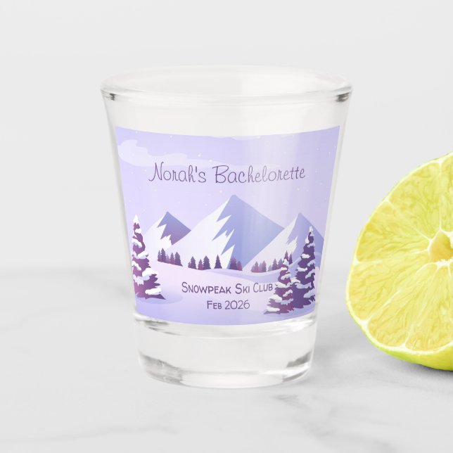 Verre A Shot Winter Mountain Bachelorette Personalized  (Devant)