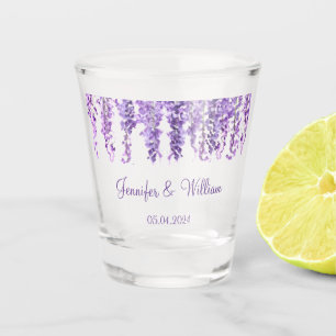 Verre A Shot Wisteria Purple fleur aquarelle Floral Mariage