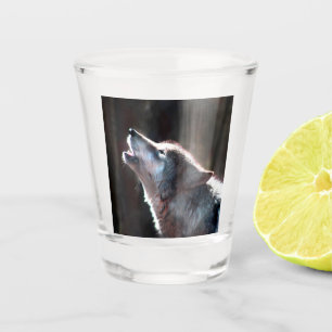 Verre A Shot Wolf Howling Loup solitaire