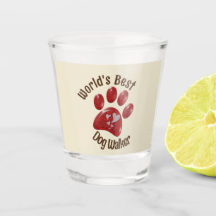 Verre A Shot World Best Dog Walker Empreinte de patte Petit ani