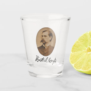 Verre A Shot Wyatt Earp Portrait et signature