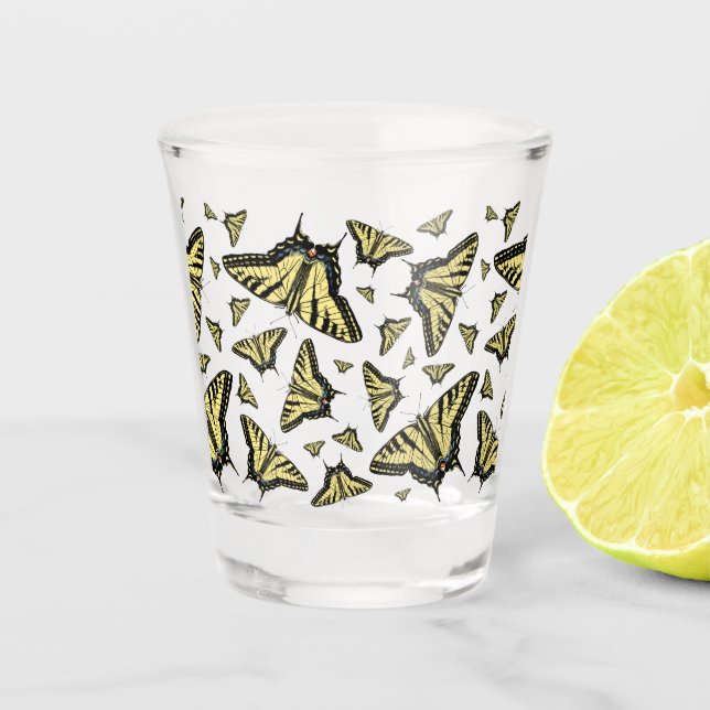 Verre A Shot Yellow Swallowtail Butterflies Customizeable (Devant)